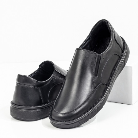 Pantofi casual barbati negri din Piele naturala ZEF08288