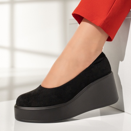 Pantofi dama, Pantofi casual cu platforma negru suede MOD12962, modlet.ro