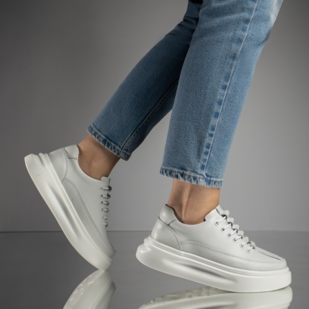 Pantofi casual dama albi din Piele naturala MOD11702, 2, modlet.ro