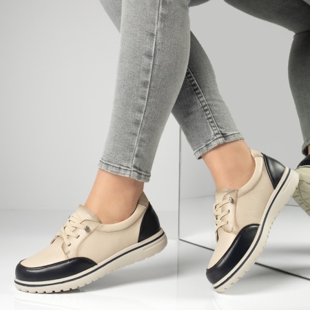 Pantofi casual dama, Pantofi casual dama bej cu albastru inchis MOD13163, modlet.ro