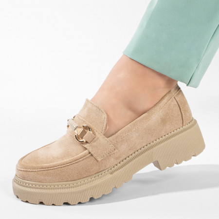 Pantofi casual dama, Pantofi casual dama bej suede MOD11208, modlet.ro