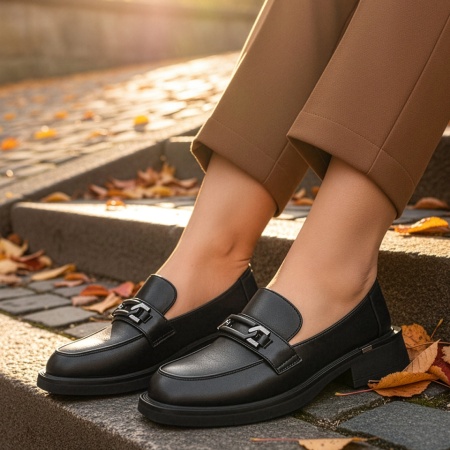 Pantofi casual dama cu aplicatii metalice negri din Piele naturala MOD14060, 4, modlet.ro