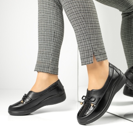 Pantofi dama, Pantofi casual dama cu fundita negri MOD13048, modlet.ro