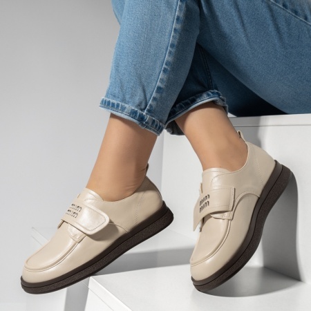 Pantofi casual dama cu inchidere cu scai bej IRIS18, 2, modlet.ro
