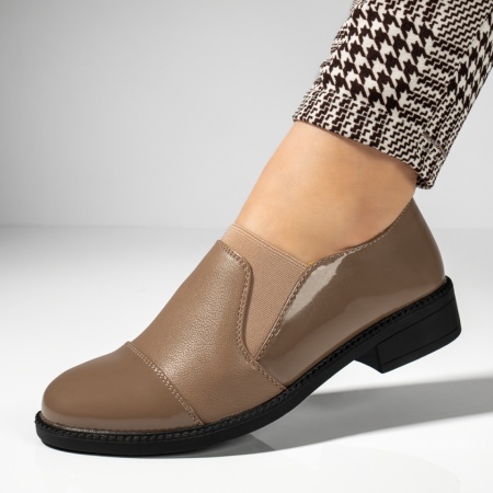 Pantofi casual dama, Pantofi casual dama cu insertie de material elastic bej MOD13096, modlet.ro