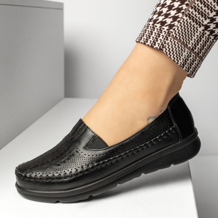 Pantofi casual dama cu insertie de material elastic negri ZEF13232, 4, zeforia.ro