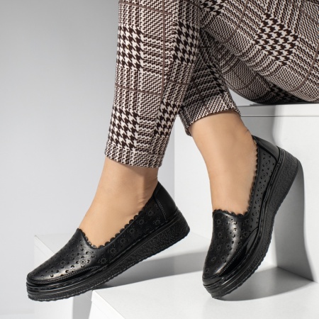 Pantofi casual dama cu perforatii si platforma negri MOD14288, 2, modlet.ro