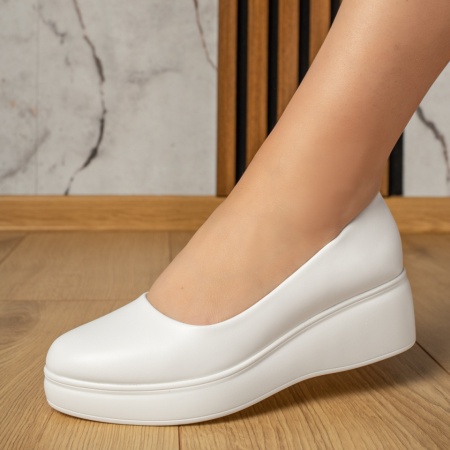 Pantofi casual dama cu platforma albi IRIS49, 2, modlet.ro