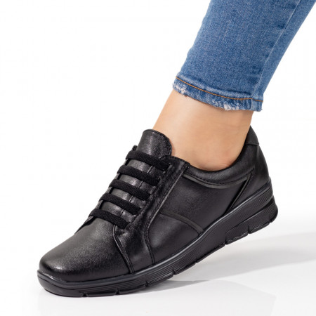 Pantofi casual cu platforma, Pantofi casual dama cu platforma mica negri MDL09802 - modlet.ro