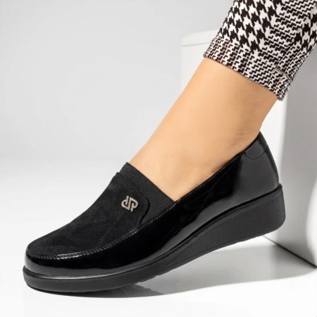 Pantofi casual dama cu platforma negru suede MARA23, 2, modlet.ro