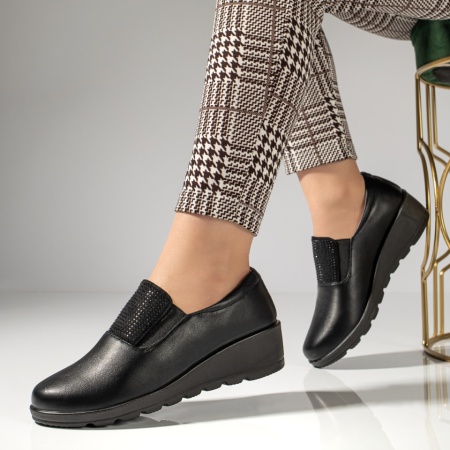 Pantofi casual dama cu platforma si strasuri negri MOD12986, 2, modlet.ro