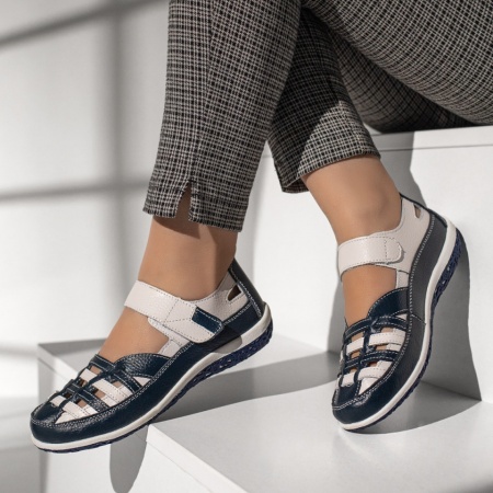 Pantofi casual dama cu scai alb cu albastru MOD11351, 2, modlet.ro