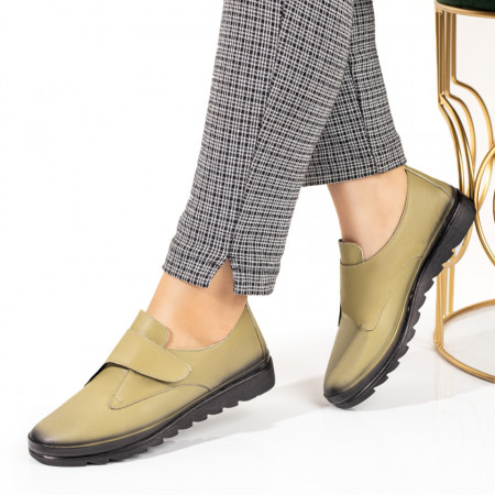 Pantofi casual dama cu scai verzi din Piele naturala MOD10350, 3, modlet.ro