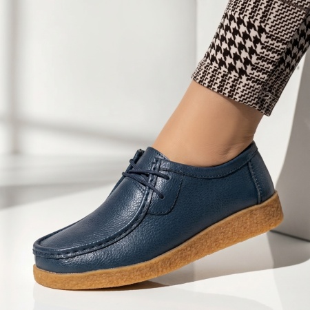 Pantofi casual dama cu siret albastri din Piele naturala MOD10903, 2, modlet.ro