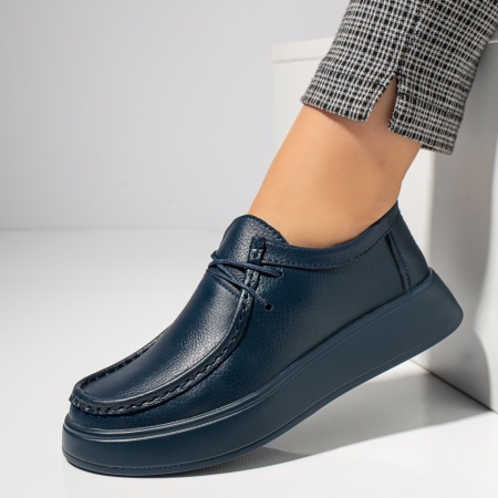 Pantofi casual dama, Pantofi casual dama cu siret albastri din Piele naturala MOD12284, modlet.ro