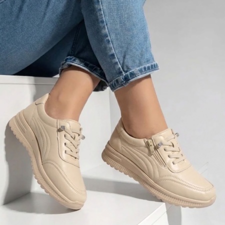 Pantofi casual dama cu siret elastic bej IOANA10, 3, modlet.ro