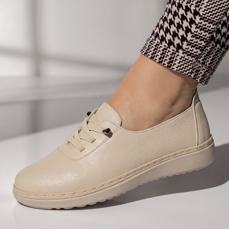 Pantofi casual dama cu siret elastic bej IOANA21, 2, modlet.ro