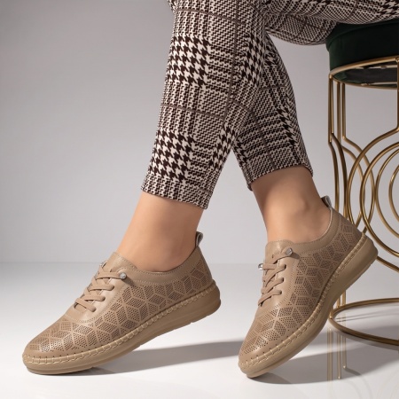 Pantofi casual dama cu siret elastic khaki EVA97, 2, modlet.ro