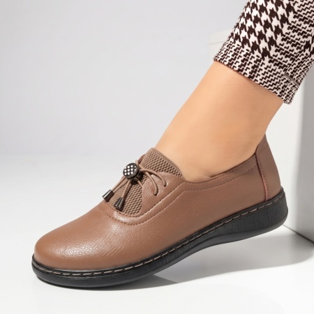 Pantofi casual dama cu siret elastic khaki IOANA7, 3, modlet.ro