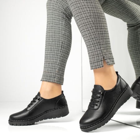 Pantofi dama, Pantofi casual dama cu siret elastic negri MOD10329, modlet.ro