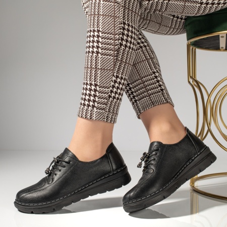 Pantofi casual dama cu siret elastic negri MOD12982, 2, modlet.ro