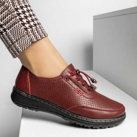 Pantofi casual dama cu siret elastic rosii MOD14252, 2, modlet.ro