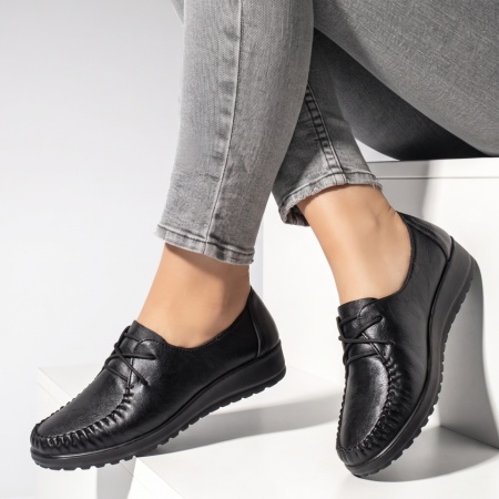 Pantofi casual dama cu siret negri DORA37, 3, modlet.ro