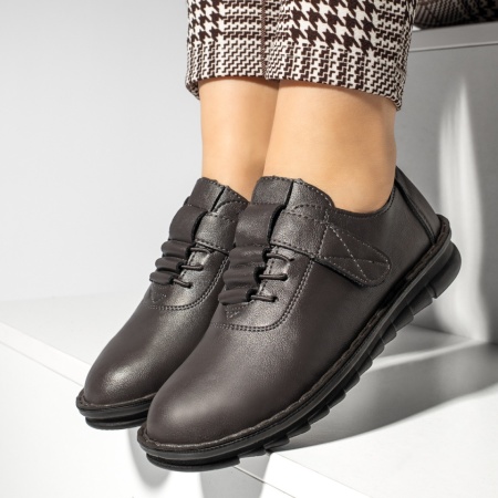 Pantofi casual dama cu siret si scai gri MOD13227, 2, modlet.ro