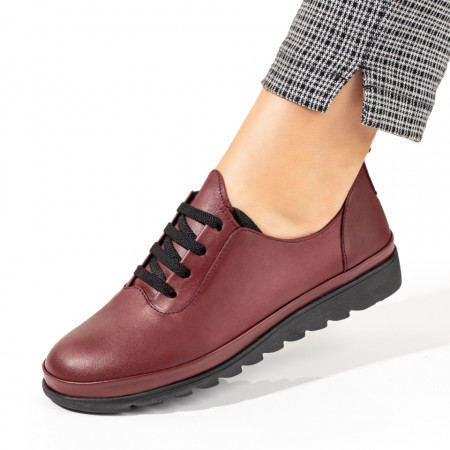 Pantofi casual dama, Pantofi casual dama cu siret visinii din Piele naturala MOD10351, modlet.ro