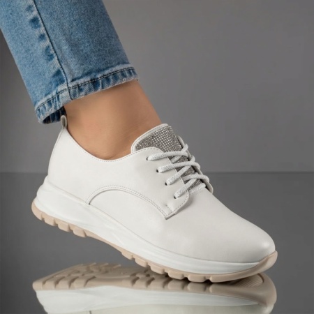 Pantofi casual dama cu strasuri albi NINA7, 3, modlet.ro