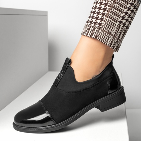 Pantofi casual dama, Pantofi casual dama cu strasuri aplicate negru suede MOD10979, modlet.ro
