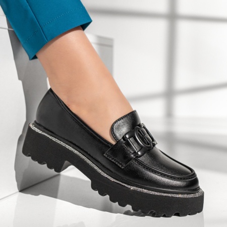 Pantofi casual dama cu strasuri negri MOD11044, 4, modlet.ro