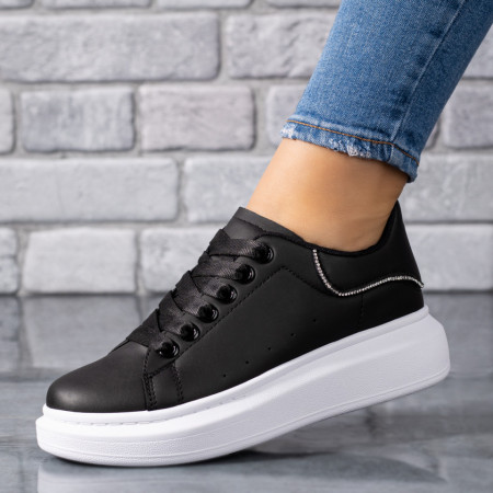 Pantofi casual dama cu talpa groasa negri MOD09251, 2, modlet.ro