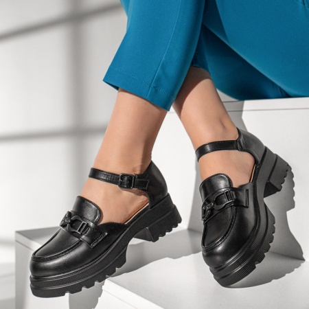 Pantofi casual dama cu talpa groasa negri MOD13017, 2, modlet.ro