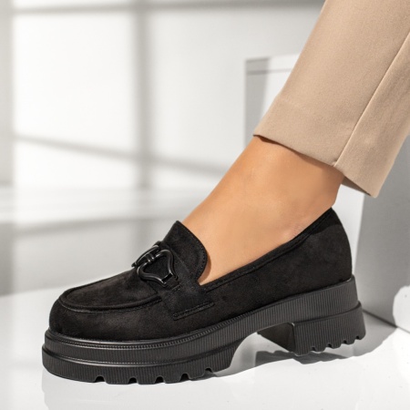 Pantofi casual dama cu talpa groasa negru suede MOD11039, 2, modlet.ro