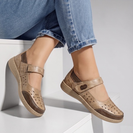 Pantofi casual dama cu talpa joasa bej EVA95, 3, modlet.ro