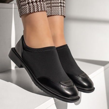 Pantofi casual dama cu talpa joasa negri MOD13380, 3, modlet.ro