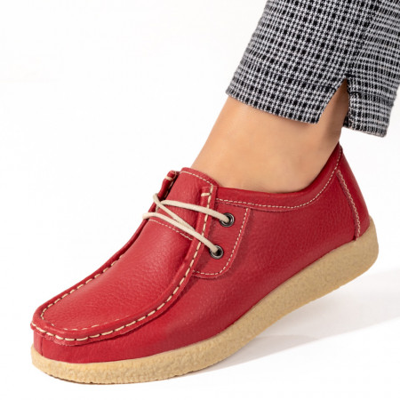 Pantofi dama, Pantofi casual dama cu talpa joasa rosii din Piele naturala MOD06084, modlet.ro