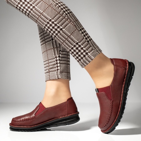 Pantofi casual dama cu talpa joasa rosu inchis MOD13231, 2, modlet.ro