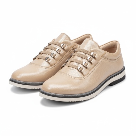 Pantofi casual dama din piele naturala bej MOD03668, 3, modlet.ro