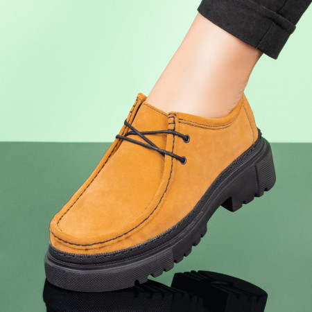 Pantofi casual dama galben suede din Piele naturala MOD03650