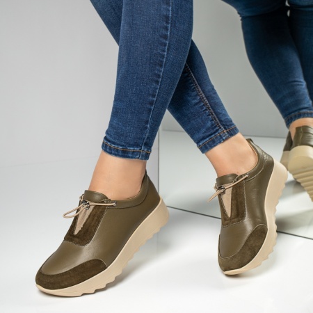 Pantofi casual dama khaki suede din Piele naturala ZEF03626, 3, zeforia.ro