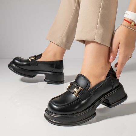 Pantofi casual dama negri cu accesoriu metalic MOD11837, 2, modlet.ro