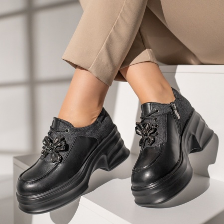 Pantofi casual dama negri cu platforma MOD11833, 3, modlet.ro