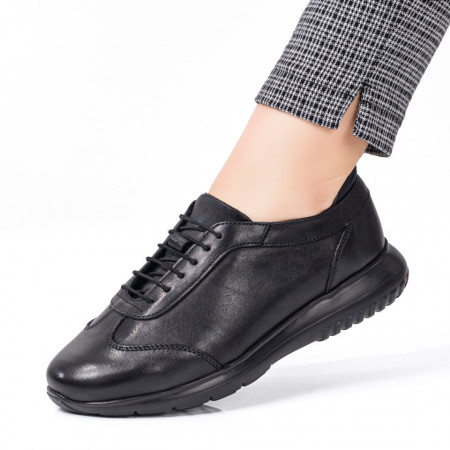 Pantofi casual dama, Pantofi casual dama negri din Piele naturala MOD08290, modlet.ro