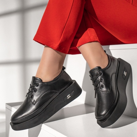 Pantofi casual dama negri din Piele naturala MOD10461, 3, modlet.ro