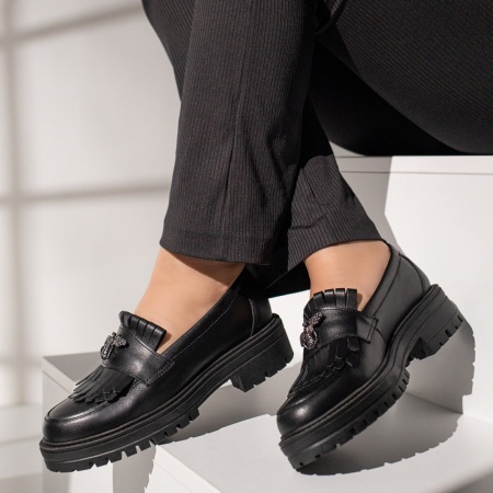 Pantofi casual dama negri din Piele naturala MOD12211, 2, modlet.ro
