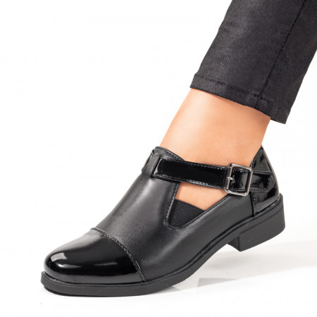 REDUCERI INCALTAMINTE, Pantofi casual dama negri si varf lacuit MOD09986, modlet.ro