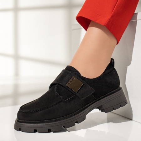 Pantofi casual dama, Pantofi casual dama negru suede MOD12958, modlet.ro