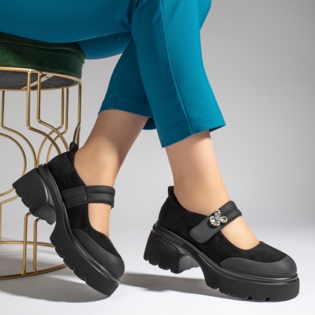 Pantofi casual dama negru suede MOD13441, 3, modlet.ro